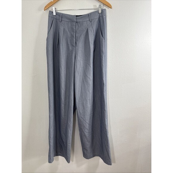 Fashion Nova Pants Womens L Blue‎ Count on It Trouser Pleated Wide Leg Baggy Y2K - Picture 1 of 11